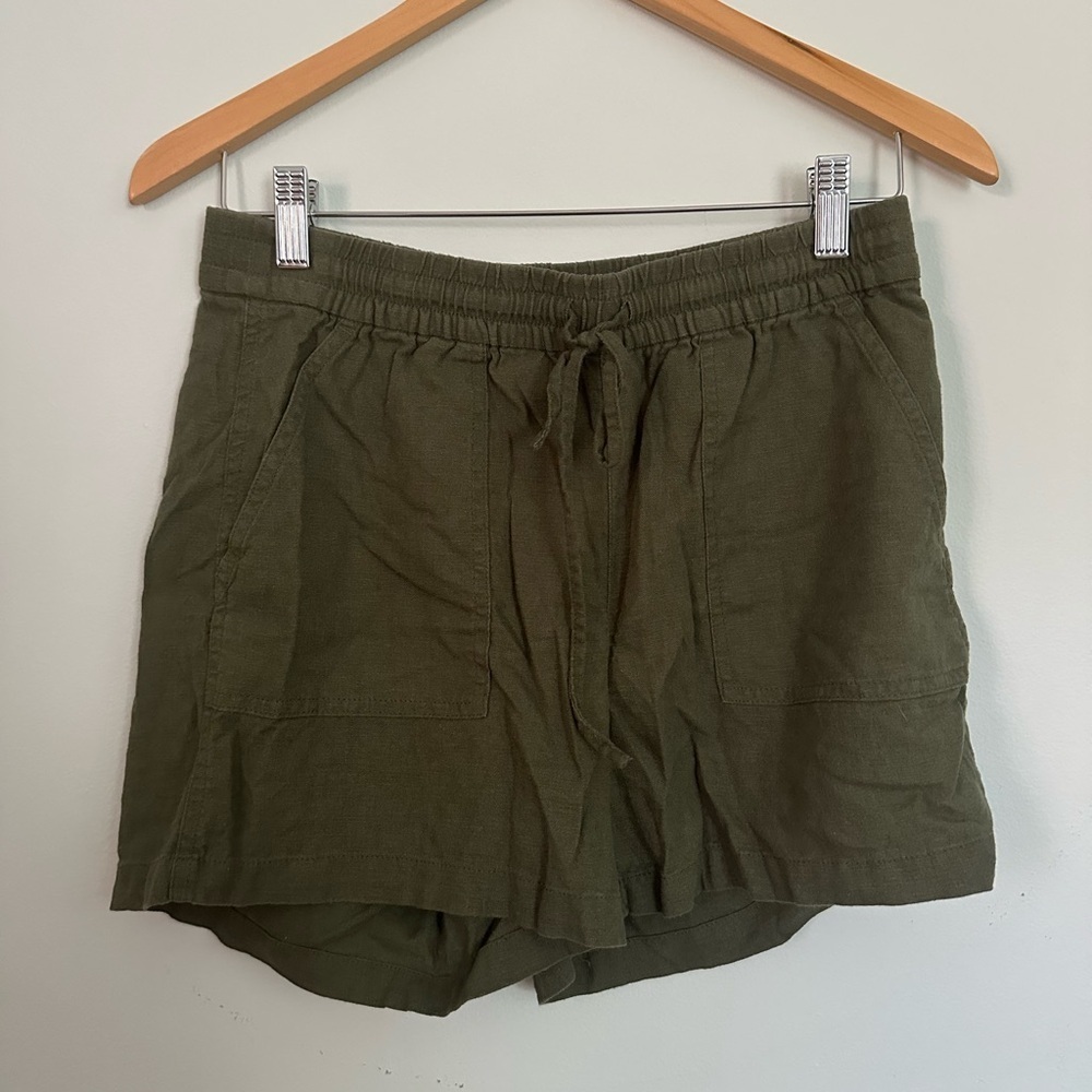 Olive Green Women's linen Shorts